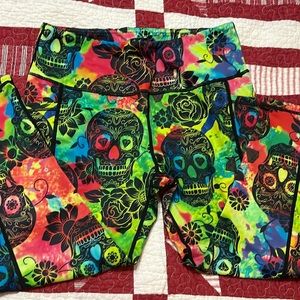 Women’s CVG rainbow sugar skulls capris